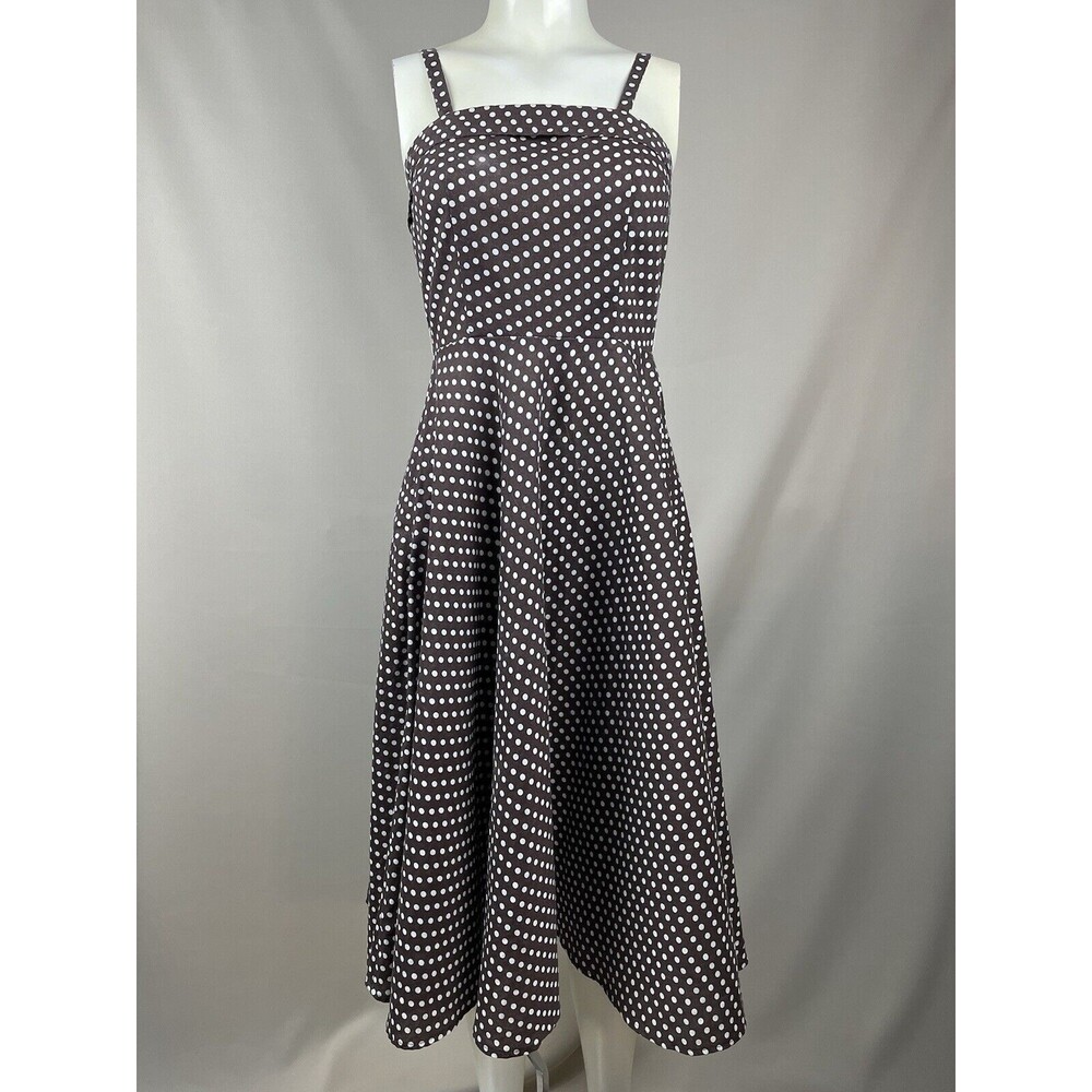 Stop Staring! Full Circle Sun Dress Women's SM Brown Polka Dot Swing Retro Vtg